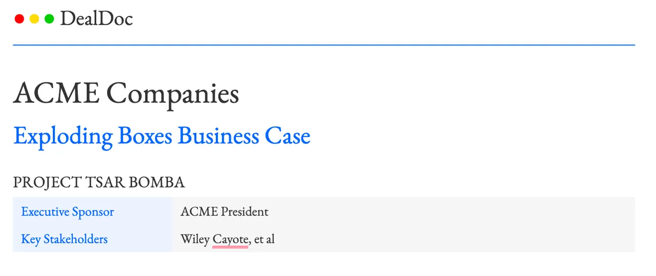 Business Case Template preview