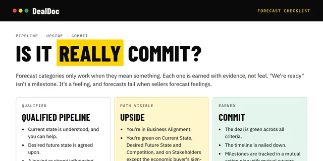 Forecast Commit Checklist preview